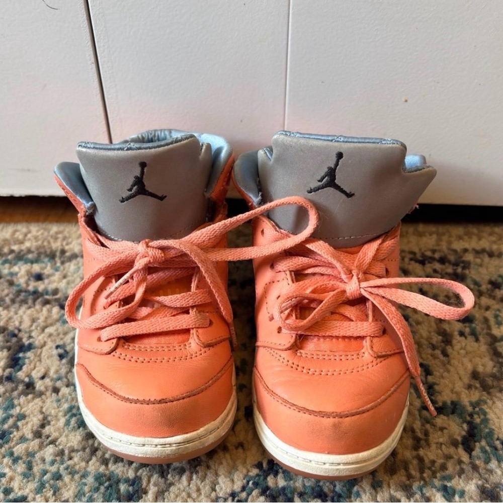 Jordan Nike Kids Dj Khalid Coral and Blue High-Top Sneakers